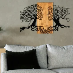 Décorations Murales| Décoration murale en métal et bois – arbre de vie