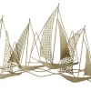 Décorations Murales| Décoration murale en métal 5 voiliers dorés