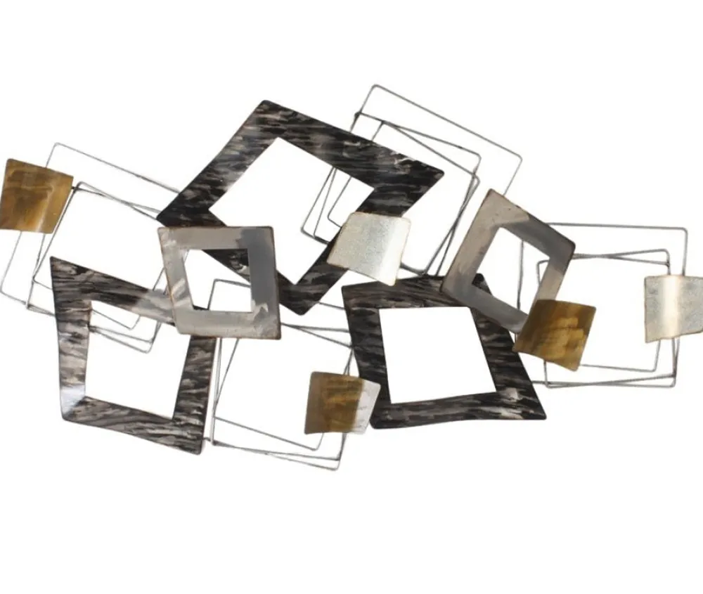 Décorations Murales| Décoration murale en métal carrés déformés