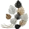 Décorations Murales| Décoration murale en métal feuilles noir, blanc et or