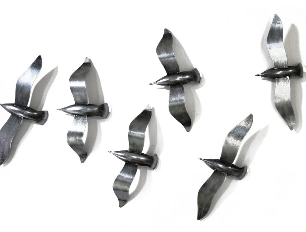 Décorations Murales| Décoration murale Envolée de Mouettes métal argenté