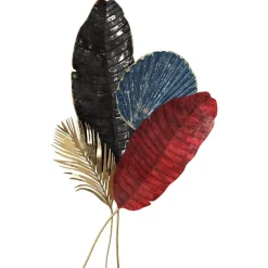 Décorations Murales| Décoration murale grandes feuilles (bleu, rouge, or et noir)