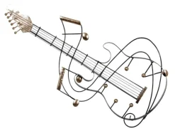 Décorations Murales| Décoration murale guitare métal argenté doré 89x44cm