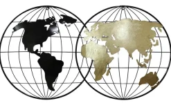 Décorations Murales| Décoration murale mappemonde noir et or