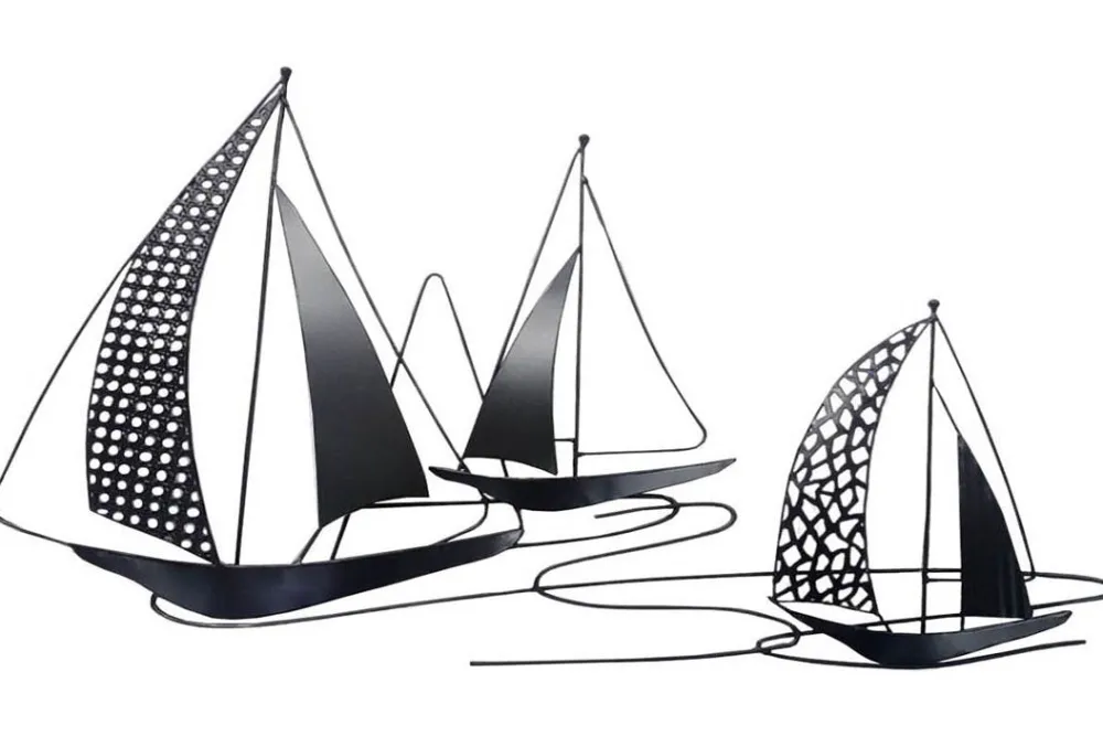 Décorations Murales| Décoration murale moderne 3 voiliers noirs
