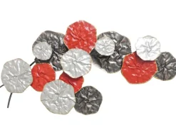 Décorations Murales| Décoration murale métal bouquet abstrait rouge gris