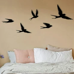 Décorations Murales| Décoration murale nature – oiseaux métal noir (lot de 11)