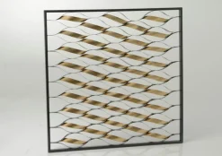 Décorations Murales| Décoration murale Spirales dorées dans cadre noir métal 90x90cm