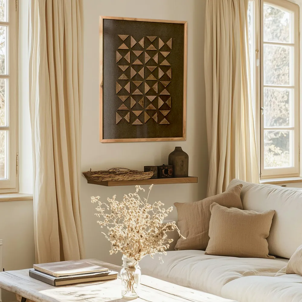 Univers Déco·Maison De Campagne|Décorations Murales|DENVER Décoration murale triangles bois sur fond noir