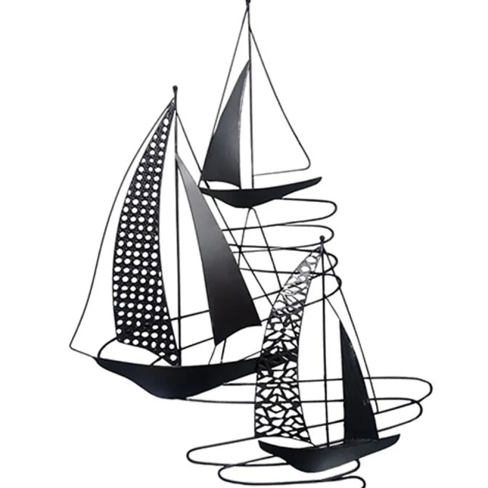 Décorations Murales| Décoration murale verticale 3 voiliers noirs