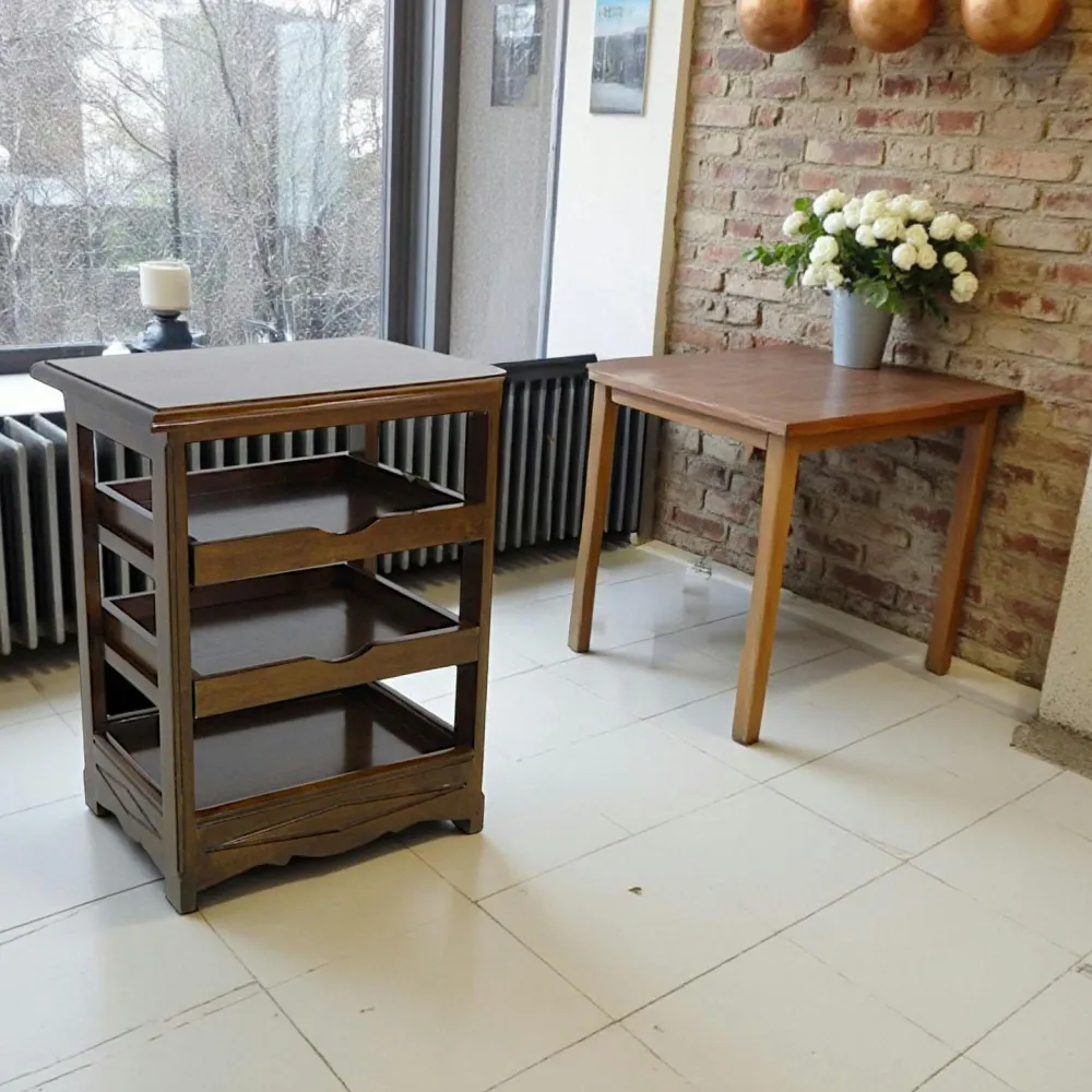 Meubles De Cuisine·Dessertes / Chariots|Tradition Desserte de cuisine Hévéa 3 plateaux 49x38x60cm