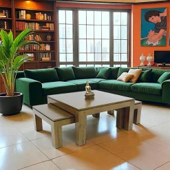 Tables Basses Carrées|Helena Ensemble de 3 tables basses hévéa