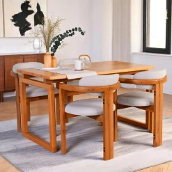 Tables À Manger Rectangulaires|Tables À Manger En Bois|BOMA Ensemble salle à manger rétro - 4 chaises