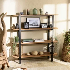 Etagères Industrielle|Swing Etagère 5 niveaux en teck massif L140 x H180 cm