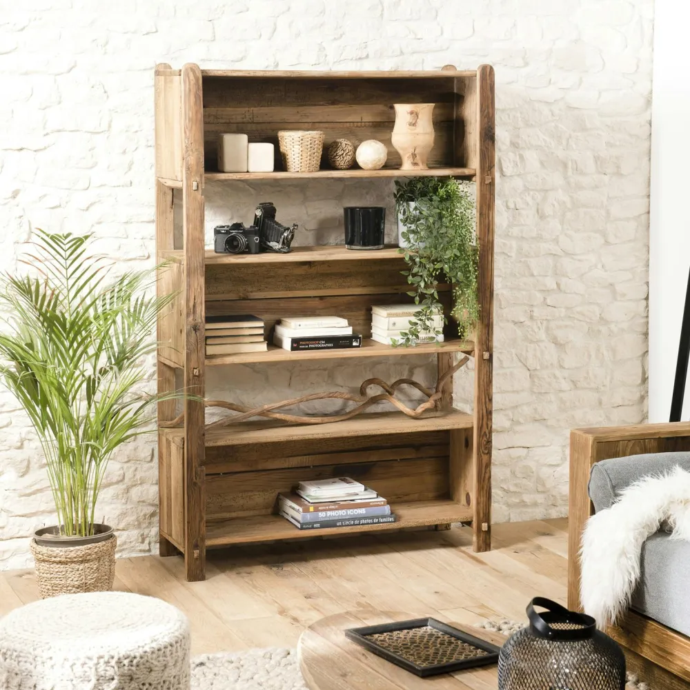Univers Déco·Maison De Campagne|DENVER Etagère bibliothèque en bois de pin recyclé 3 niveaux