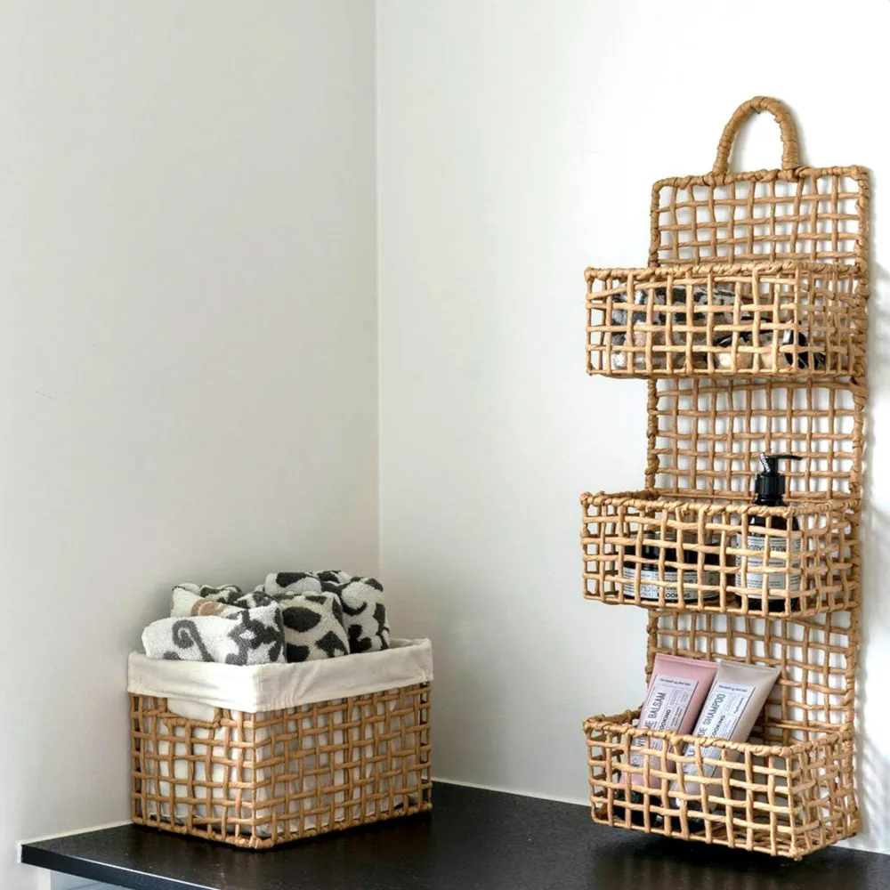 Meubles De Salon·Etagères Murales|Meubles De Rangement·Etagères Murales|TALLINN Etagère de rangement verticale en fibres naturelles, 3 paniers