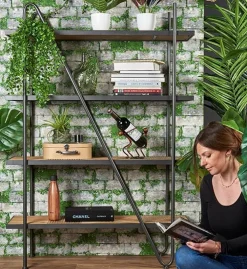 Etagères Industrielle|Atelier Etagère design 4 niveaux bois et métal