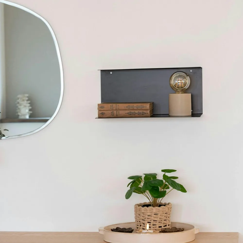 Meubles De Salon·Etagères Murales|Meubles De Rangement·Etagères Murales|TALLINN Etagère design en métal noir avec rebords