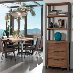 Etagères Industrielle|Canada Etagère en teck naturel 3 tiroirs 3 niches