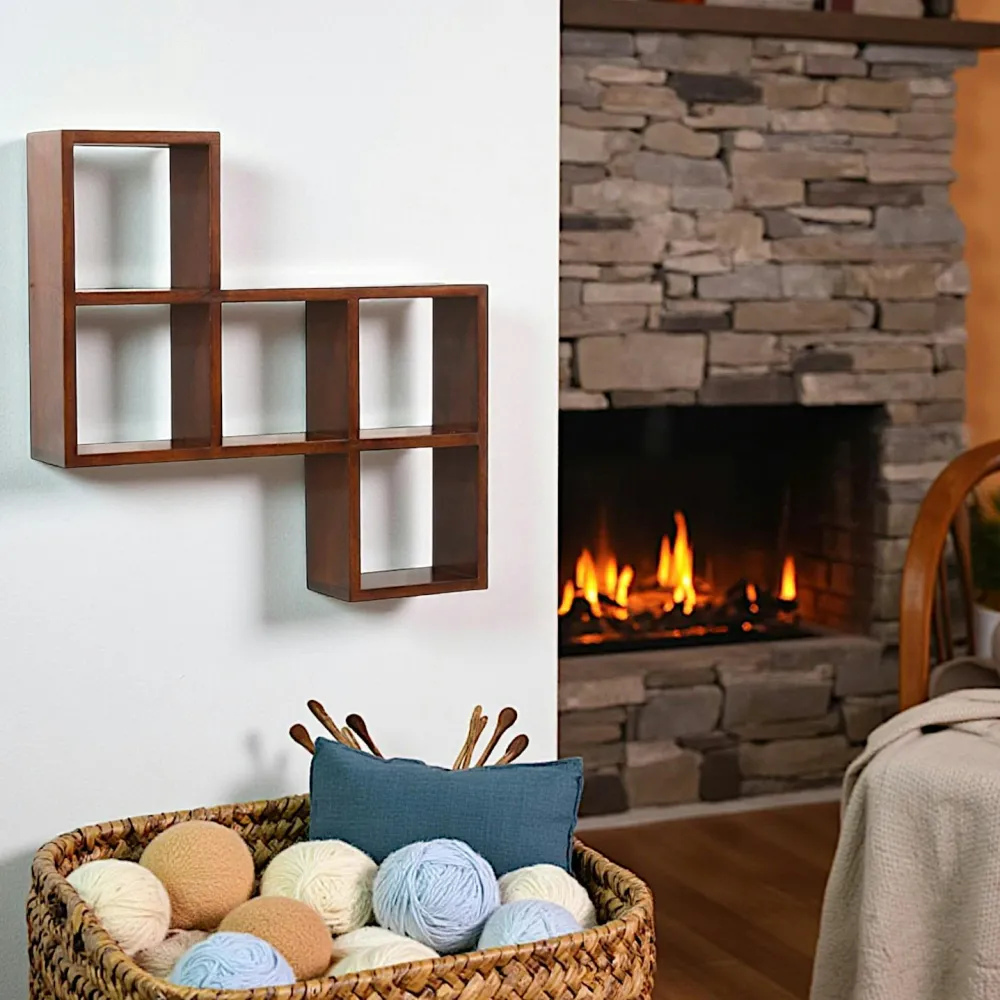 Meubles De Salon·Etagères Murales|Meubles De Rangement·Etagères Murales|Maori Etagère murale asymétrique hévéa 72x14x72cm