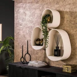 Meubles De Salon·Etagères Murales|Meubles De Rangement·Etagères Murales|TAJ Etagère murale blanche en marbre composite forme organique 44 cm