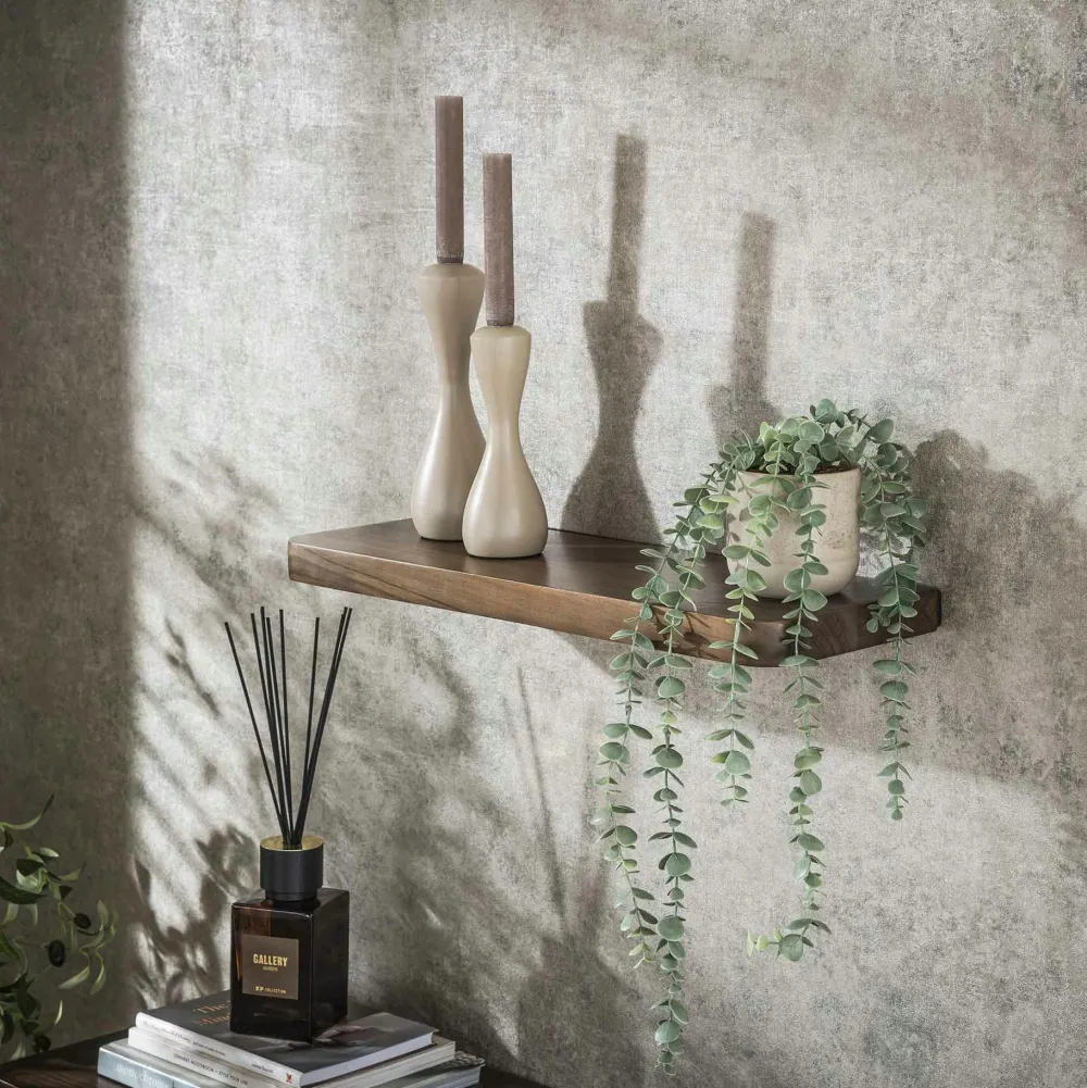 Meubles De Salon·Etagères Murales|Meubles De Rangement·Etagères Murales| Etagère murale bois d’acacia brun bords arrondis 90 cm NAKO