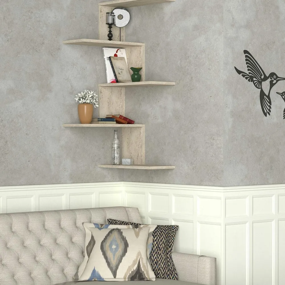 Meubles De Salon·Etagères Murales|Meubles De Rangement·Etagères Murales|MARFA Etagère murale d'angle blanche, design