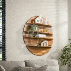 Meubles De Salon·Etagères Murales|Meubles De Rangement·Etagères Murales| Etagère murale décorative (lot de 4) en bois de margousier Ø 90 cm