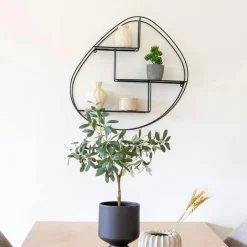 Meubles De Salon·Etagères Murales|Meubles De Rangement·Etagères Murales|TALLINN Etagère murale design en bois et métal noir