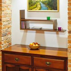 Meubles De Salon·Etagères Murales|Meubles De Rangement·Etagères Murales|Tradition Etagère murale destructurée Hévéa 33x15x75cm