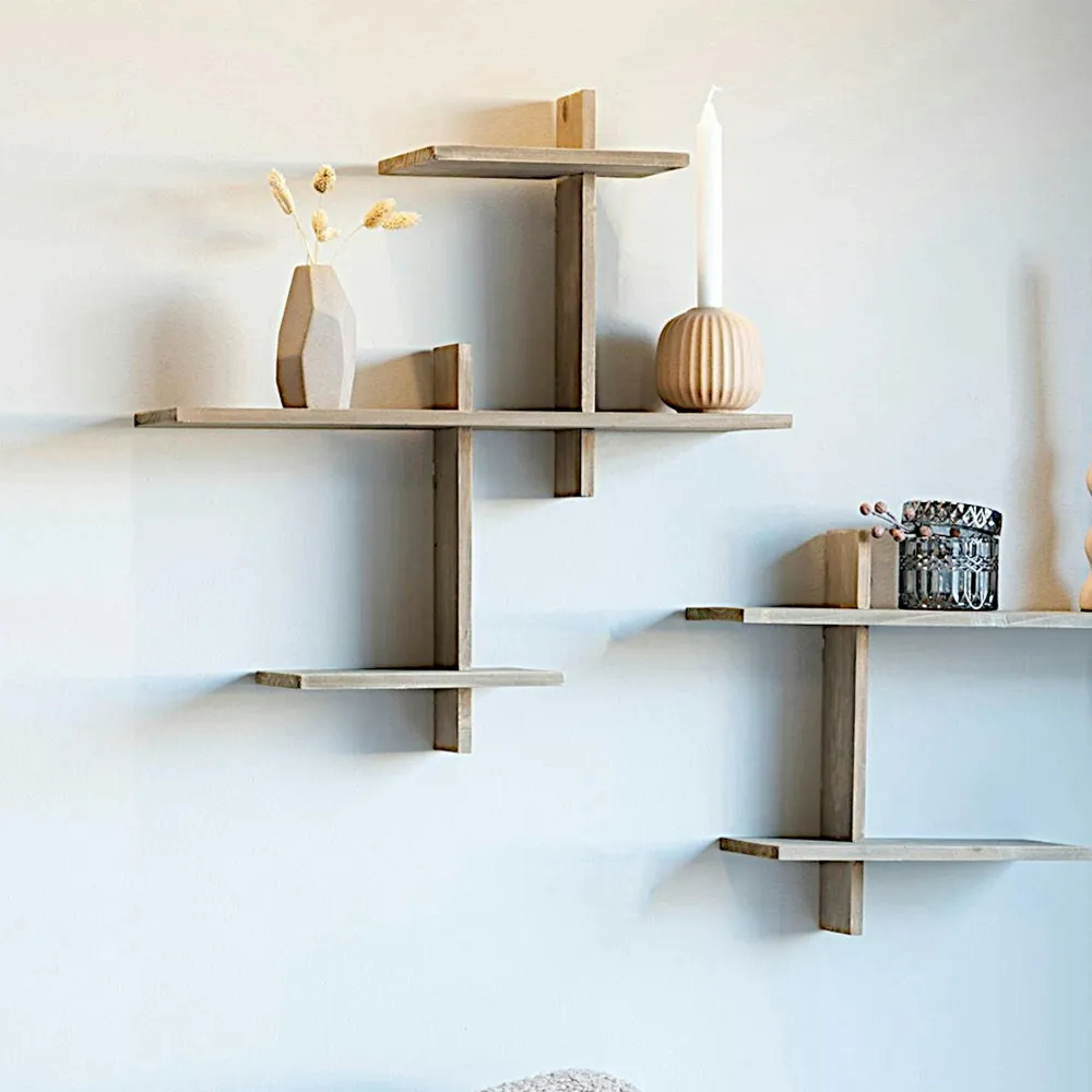 Meubles De Salon·Etagères Murales|Meubles De Rangement·Etagères Murales|TALLINN Etagère murale déstructurée en bois 66 cm
