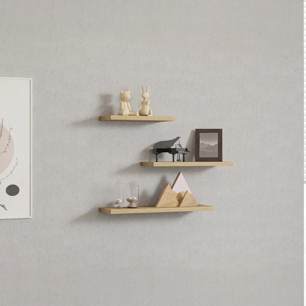 Meubles De Salon·Etagères Murales|Meubles De Rangement·Etagères Murales|MARFA Etagère murale moderne effet bois clair (lot de 3)