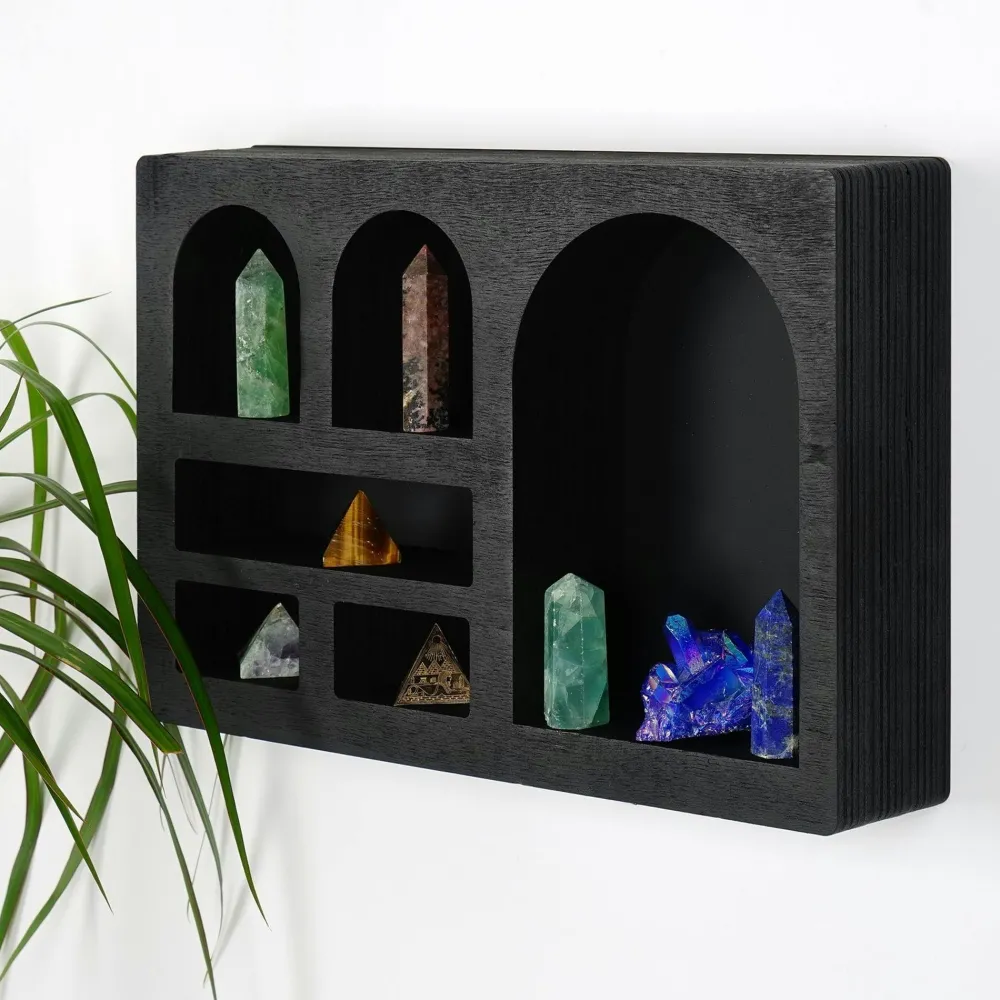 Meubles De Salon·Etagères Murales|Meubles De Rangement·Etagères Murales|AVIALA Etagère murale noire décorative - arches et niches