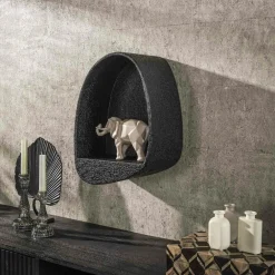 Meubles De Salon·Etagères Murales|Meubles De Rangement·Etagères Murales|TAJ Etagère murale noire forme organique 45 cm