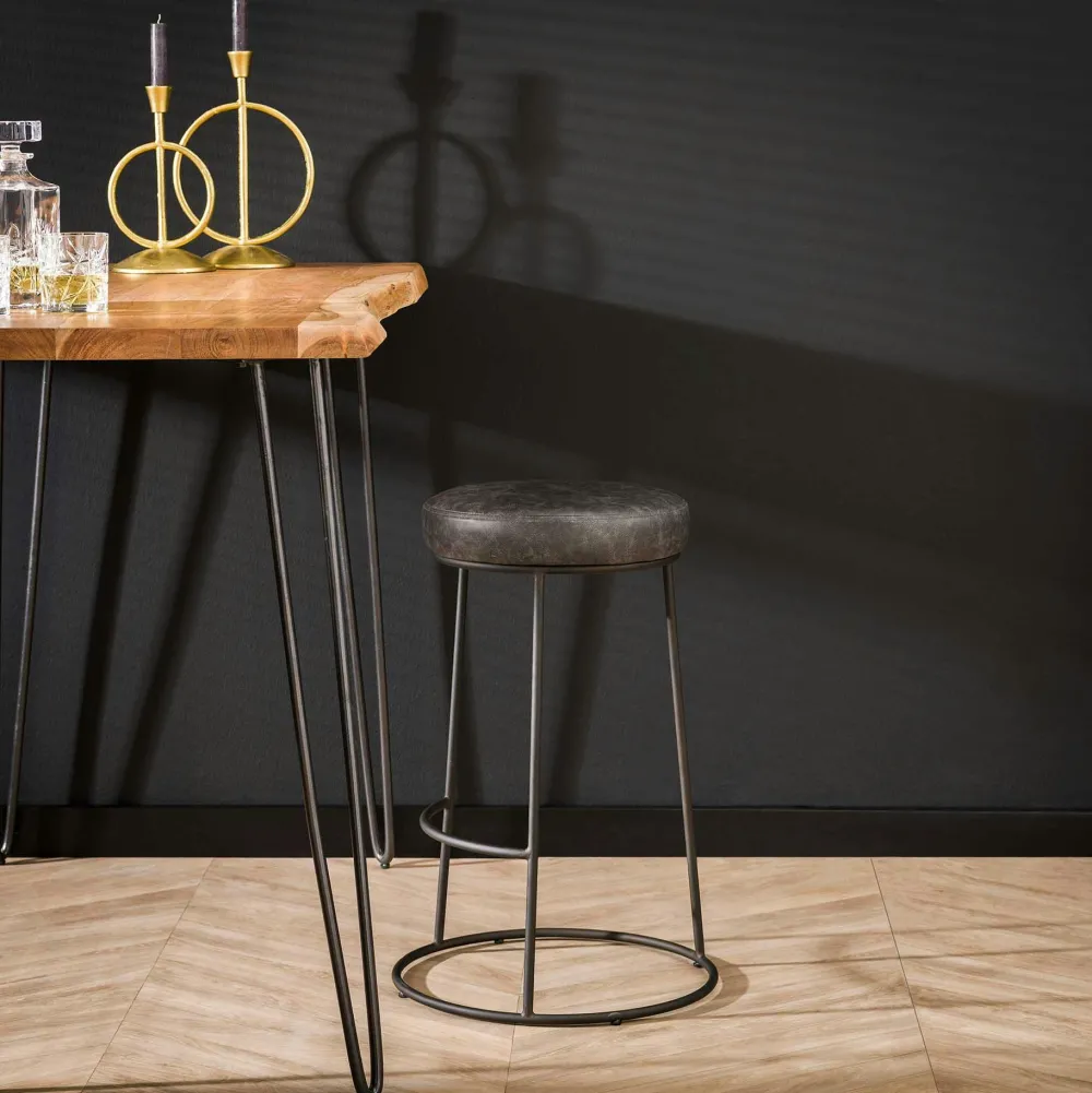 Meubles De Salon·Etagères Murales|Meubles De Rangement·Etagères Murales|TALLINN Etagère murale ronde en métal noir et bois Ø62 cm