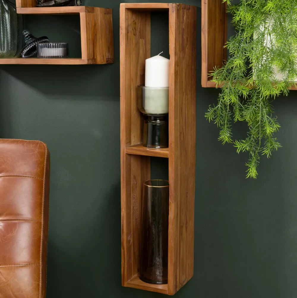 Meubles De Salon·Etagères Murales|Meubles De Rangement·Etagères Murales|Swing Etagère murale étroite en bois recyclé de teck