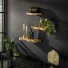 Meubles De Salon·Etagères Murales|Meubles De Rangement·Etagères Murales| Etagères murales en teck recyclé avec bords naturels (lot de 3)