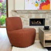 Chaises Bouclettes|MALMOE Fauteuil arrondi tissu bouclettes terracotta