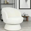 Fauteuils En Tissu|IENA Fauteuil blanc pivotant - tissu chenille, style rétro