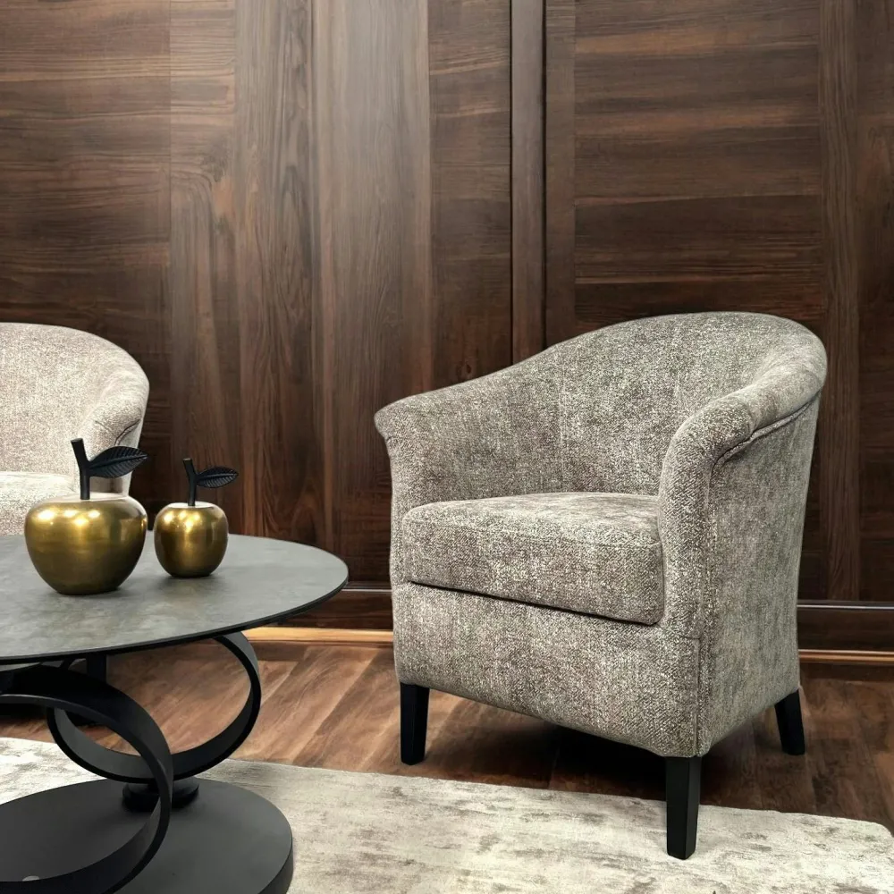 Fauteuils En Tissu|MIRA Fauteuil Cabriolet brun chiné