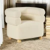 Fauteuils En Tissu|IENA Fauteuil cabriolet design tissu bouclé blanc