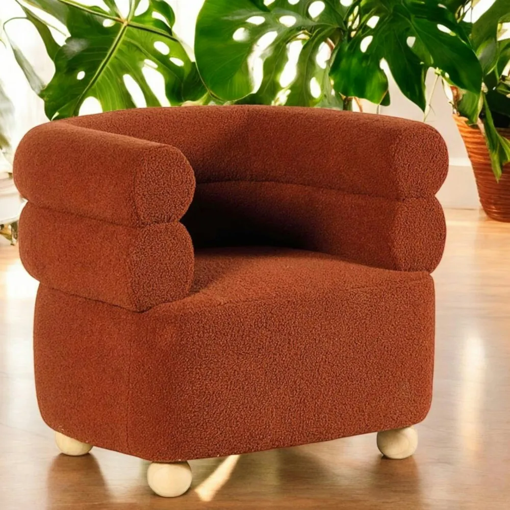 Fauteuils En Tissu|IENA Fauteuil cabriolet design tissu bouclé terracotta