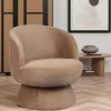 Fauteuils En Tissu|IENA Fauteuil camel pivotant - tissu chenille, style rétro