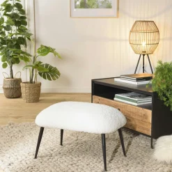 Fauteuils En Tissu|Chaises Bouclettes|TIM Fauteuil club tissu bouclette blanc