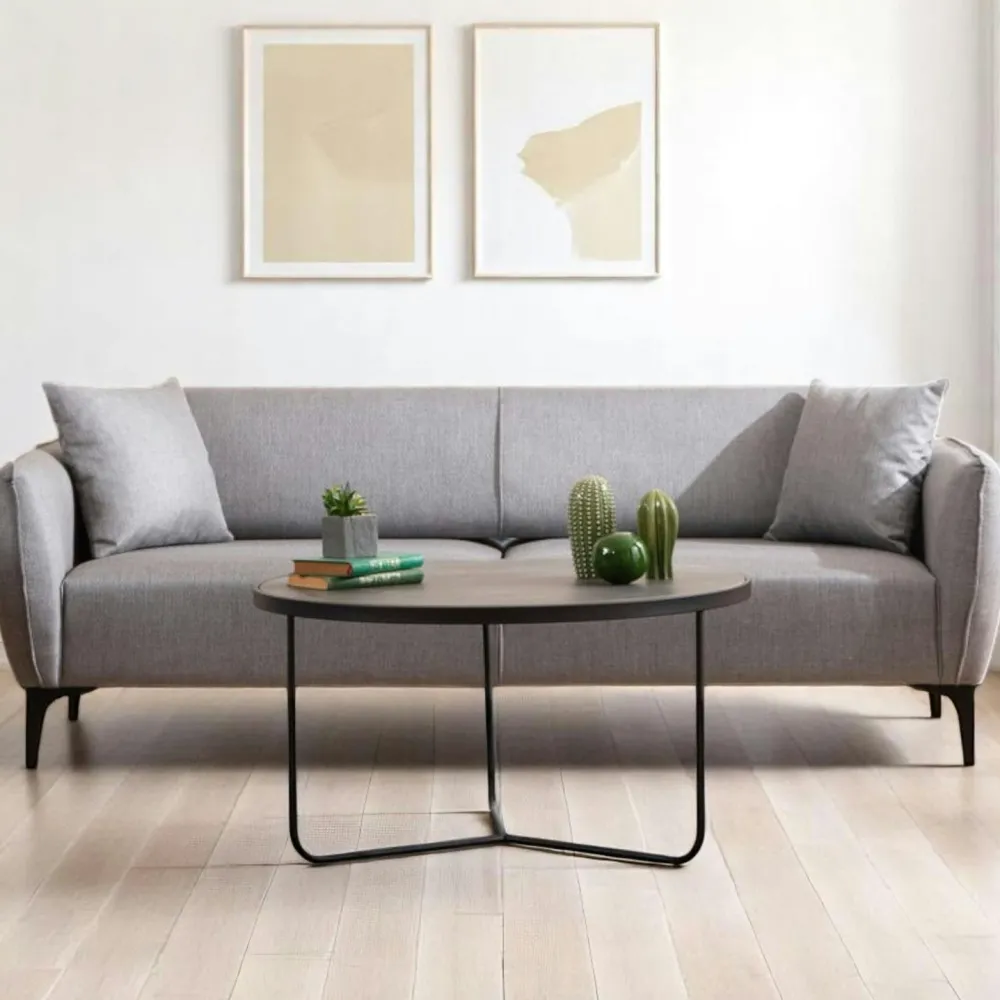 Fauteuils En Tissu|VILNIUS Fauteuil contemporain sable - pieds noirs