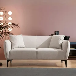 Fauteuils En Tissu|VILNIUS Fauteuil contemporain sable - pieds noirs