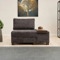 Fauteuils En Tissu|Fauteuils Convertibles|BUZON Fauteuil convertible anthracite chenille, plateau droit