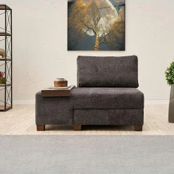 Fauteuils En Tissu|Fauteuils Convertibles|BUZON Fauteuil convertible anthracite chenille, plateau droit