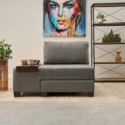 Fauteuils Convertibles|Fauteuils En Tissu|BUZON Fauteuil convertible anthracite chenille, plateau gauche