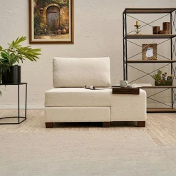 Fauteuils Convertibles|Fauteuils En Tissu|BUZON Fauteuil convertible anthracite chenille, plateau gauche